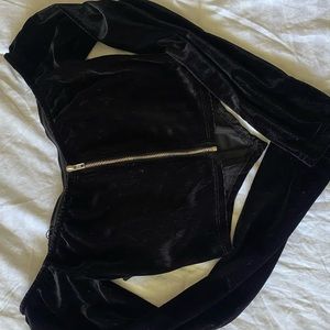 Black velvet off shoulder long sleeve